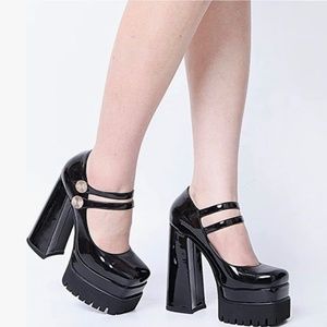 Uacllcau platform pump chunky heels